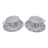 Set of 2 blue and red Basque breakfast cups with Basque cross