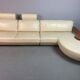Exceptional Mid-Century Frighetto Italian Cream Leather Landscape Sofa with