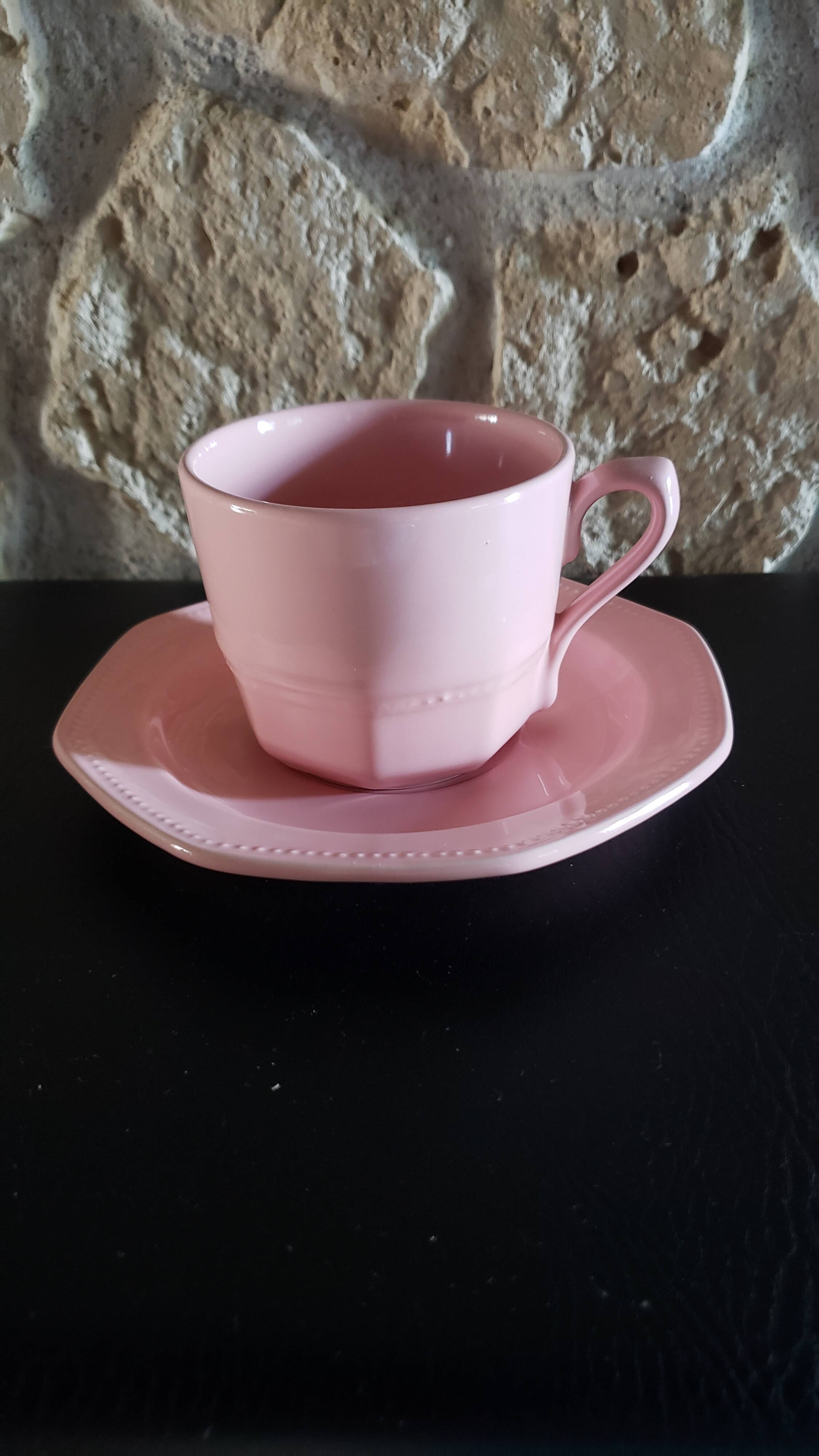 Tea service for 7 people powder pink + sugar bowl