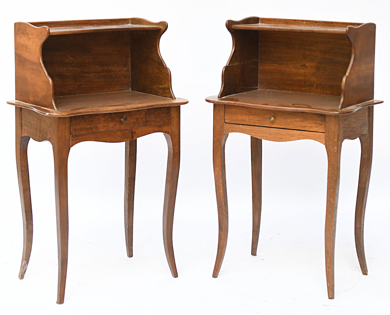 Pair of walnut bedside tables