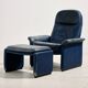 Fauteuil en cuir Ds 50 et ottoman par De Sede, ensemble de 2