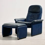 Fauteuil en cuir Ds 50 et ottoman par De Sede, ensemble de 2
