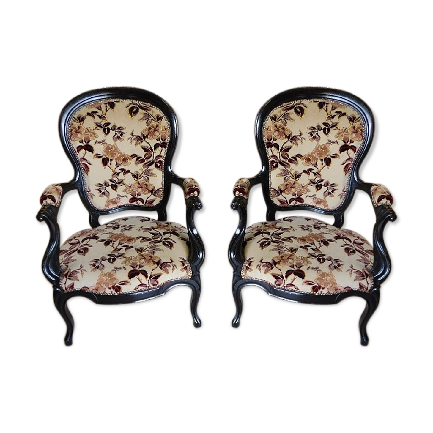 Pair of black armchairs Napoleon lll