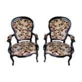 Pair of black armchairs Napoleon lll