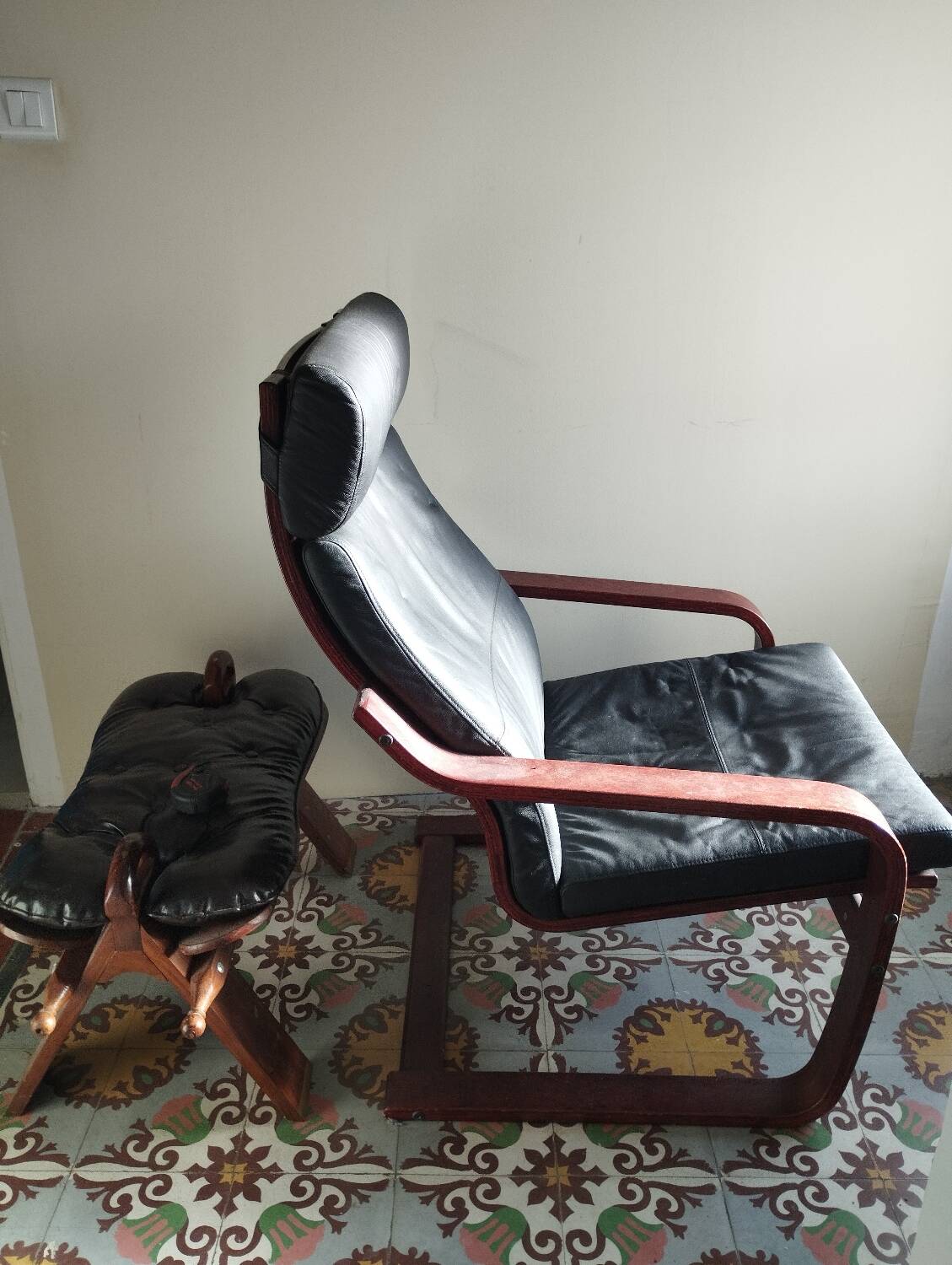 Scandinavian armchair in black leather