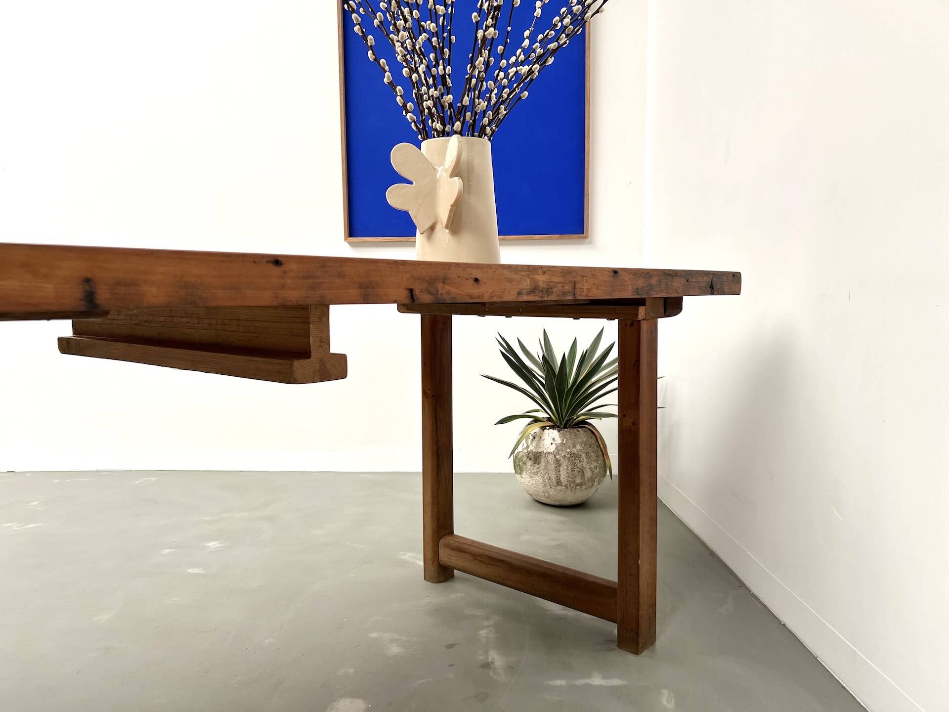 Large brutalist beech farmhouse table