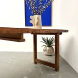 Grande table de ferme brutaliste en hêtre