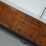 Large Antique Art Deco German Oak & Marble Chocolate Shop Counter, 1920s