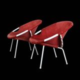 Set of 2 Lusch Balloon Chairs / suede armchairs / cocktail chairs / Mid Century Modern Design / 1960s