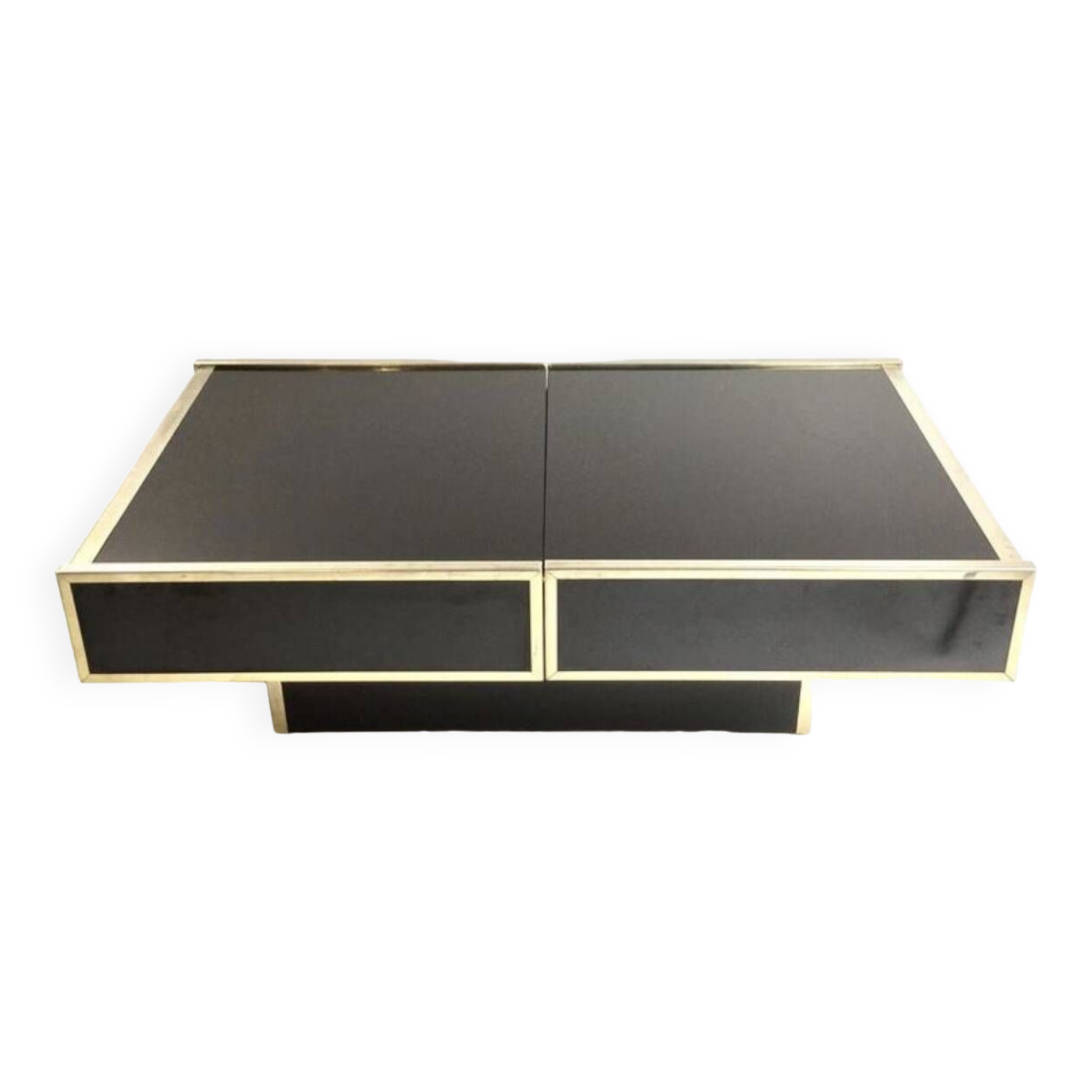 coffee table with integrated bar in black glass Cidue, 1970