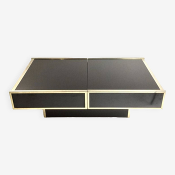 coffee table with integrated bar in black glass Cidue, 1970