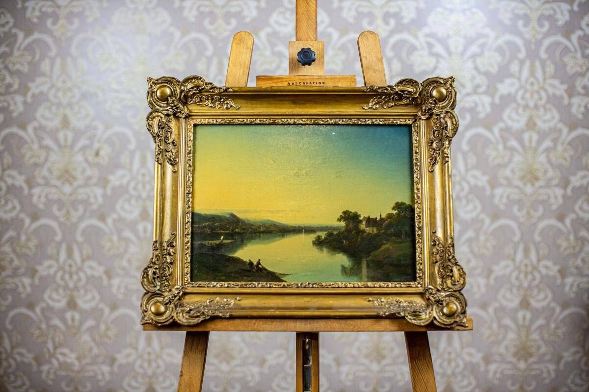 River, 19th Century, Oil on Hardboard, Framed