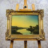 River, 19th Century, Oil on Hardboard, Framed
