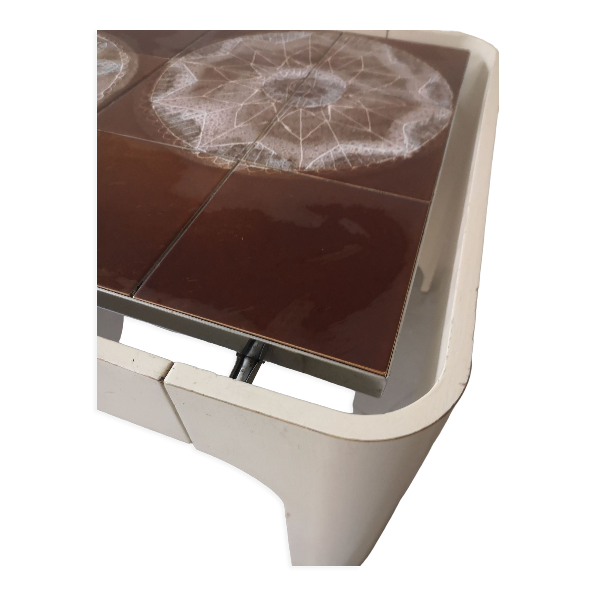 Coffee table in wood and ceramic, design 1970