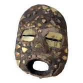 Ancient African mask Luba wood and shell