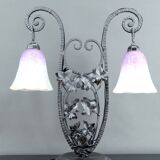 Important Wrought Iron Double-Headed Lamp by Schneider, Art Deco, c. 1920