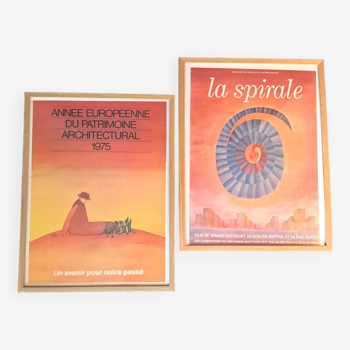 Paire d'affiches d'exposition almanach Jean-Michel Folon.