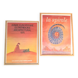 Pair of Jean-Michel Folon almanac exhibition posters.