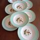 8 soup plates Fenal Badonviller "Birds" vintage 1950s