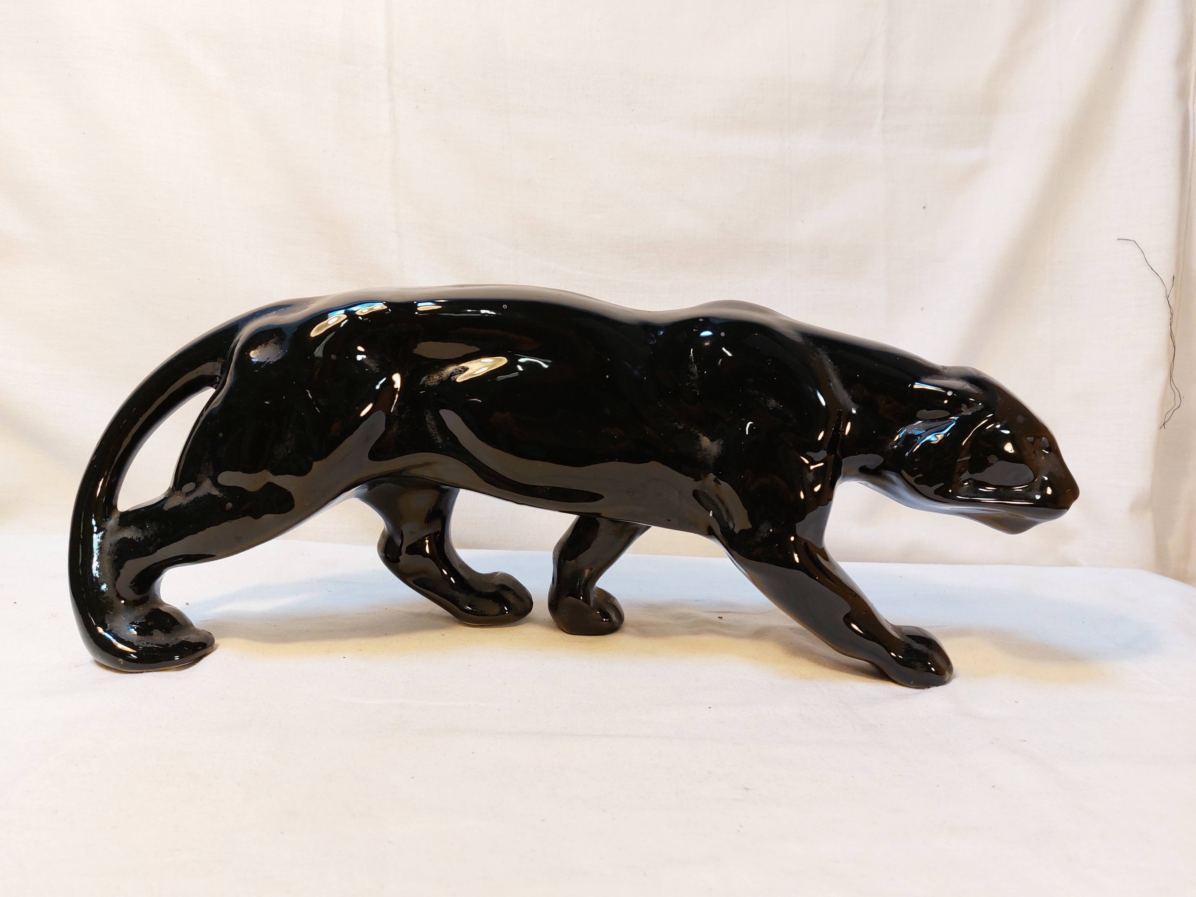 Art Deco Style Black Panther Ceramic