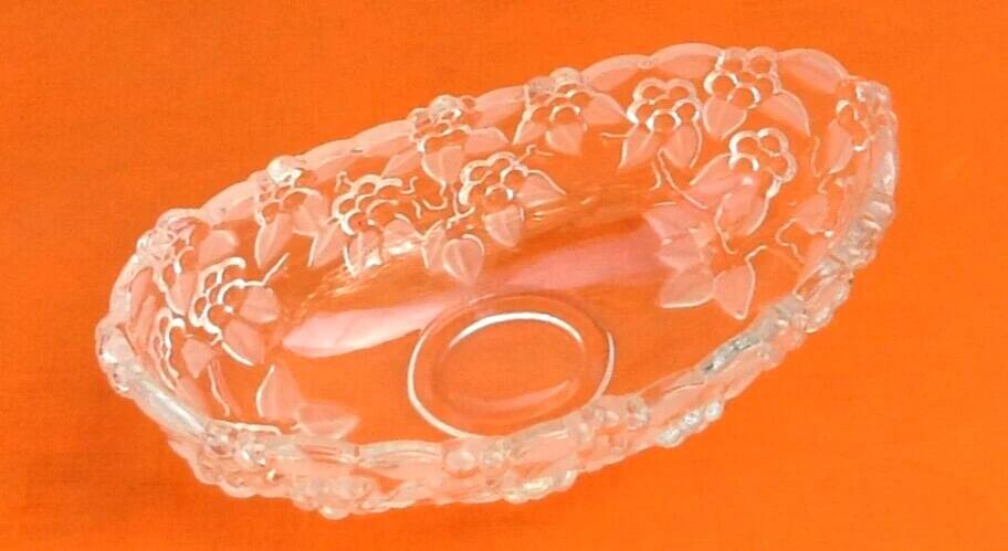 Bowl / Fruit bowl transparent glass with floral decoration