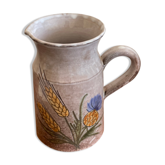 Pitcher broc in glazed stoneware decoration hand