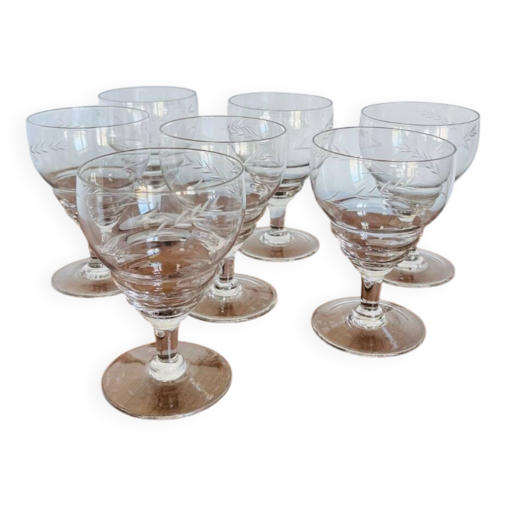 7 antique handmade chiseled glasses