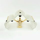 Large Scandinavian Glass & Brass Leaf Wall Light by Fagerlund, 1960s