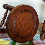 Paire de tabourets bas tripodes vintages en bois tourné