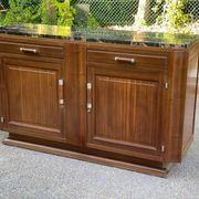 Vintage Parisian art deco sideboard in solid wood and black marble 180cm