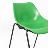 Set of 4 stackable iron chairs in green and yellow, 1970's