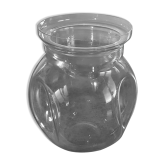Jar type bonbonnière in translucent glass shape round modernist