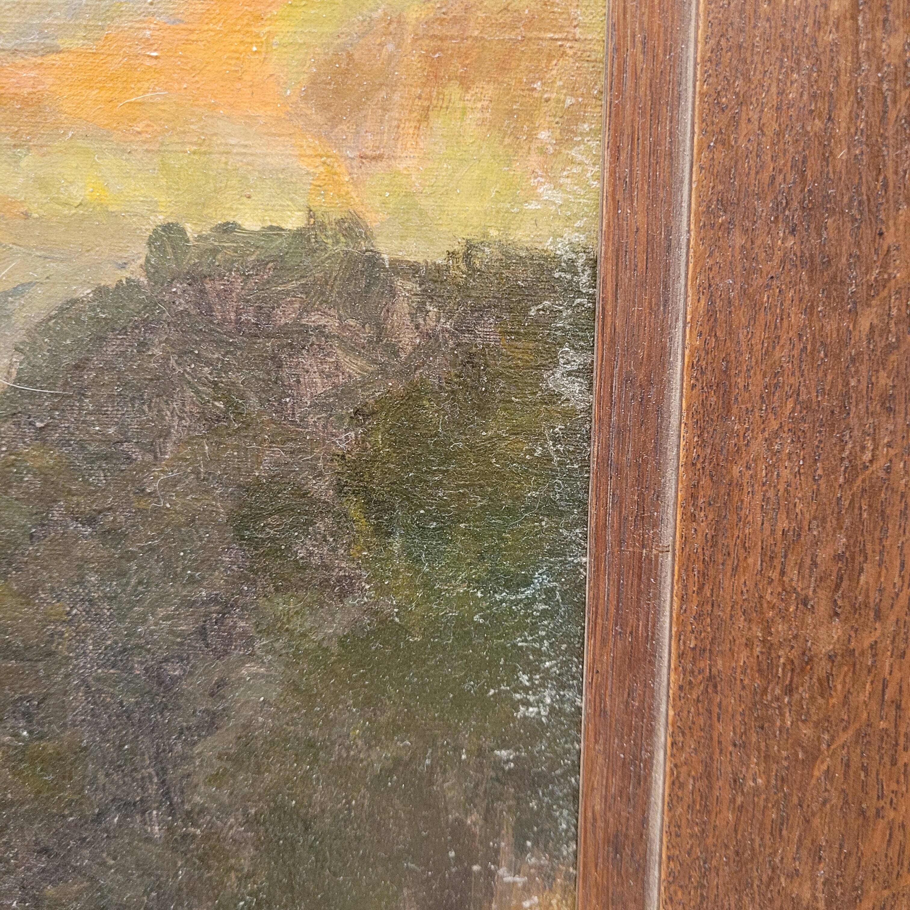 Oil on the cartoon “Vista de la costa de Villefranche”, Rene Charles Edmond