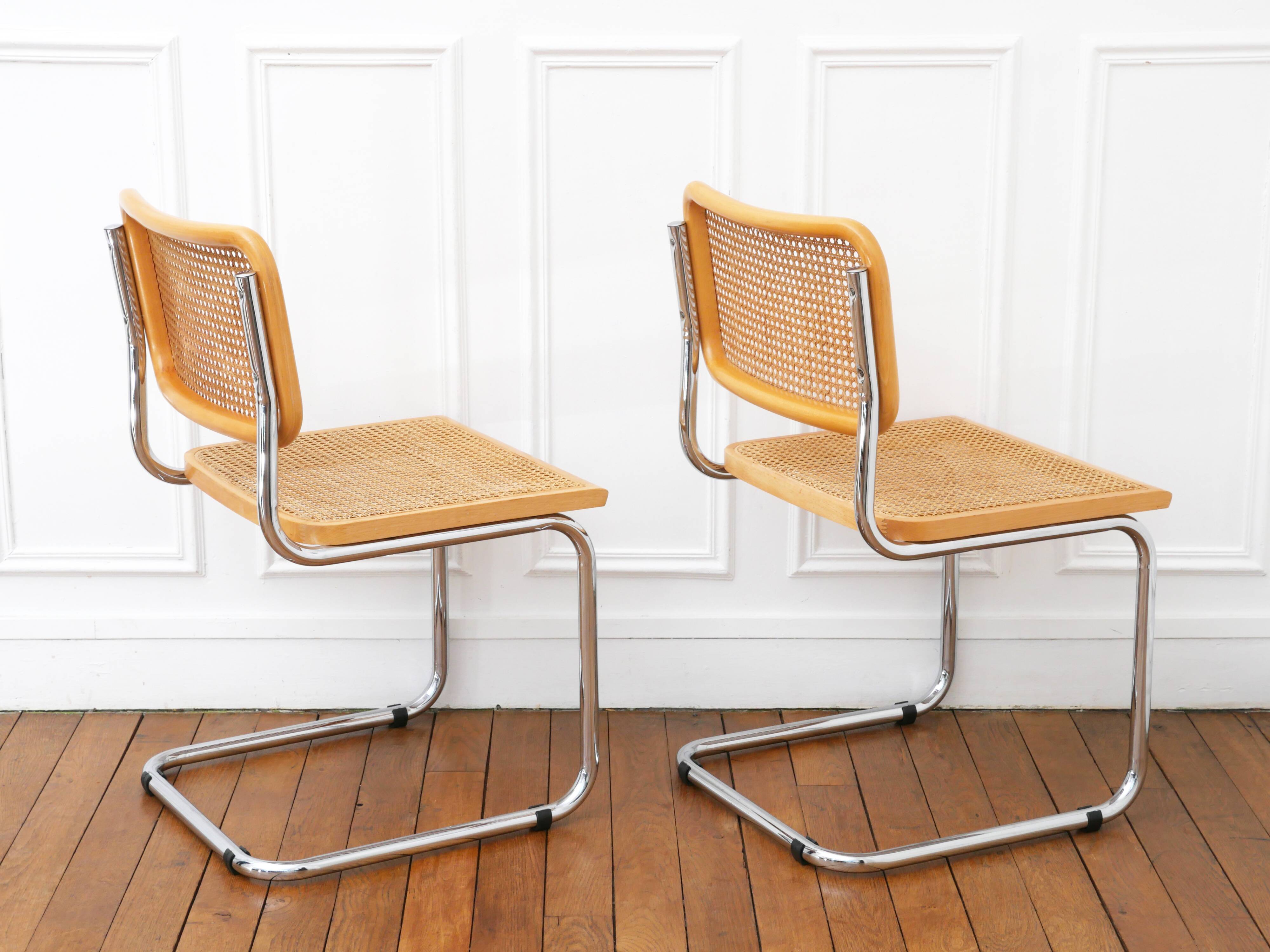 2 Cesca B32 Breuer Chairs Made in Italy - Seat caning redone
