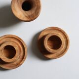 Turned raw wooden candlesticks