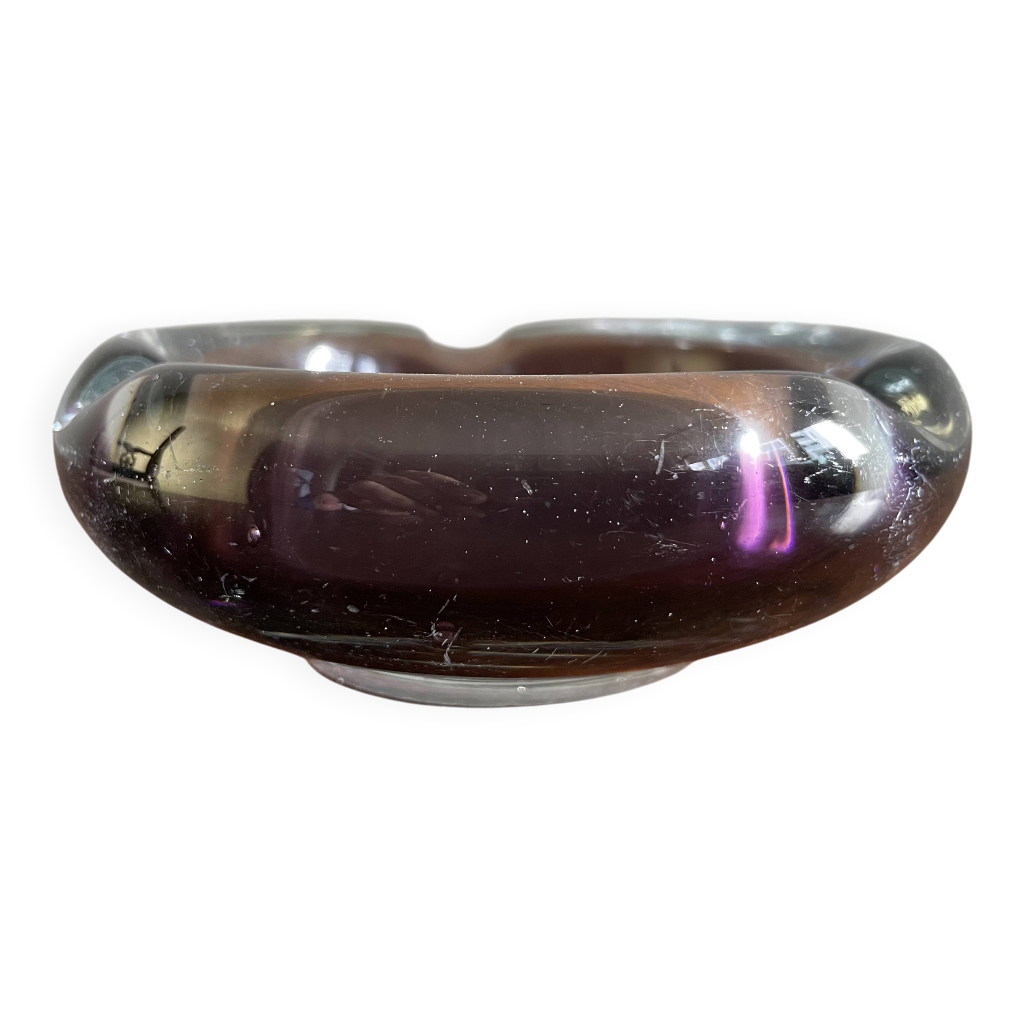 Cendrier rond violet foncé, Murano