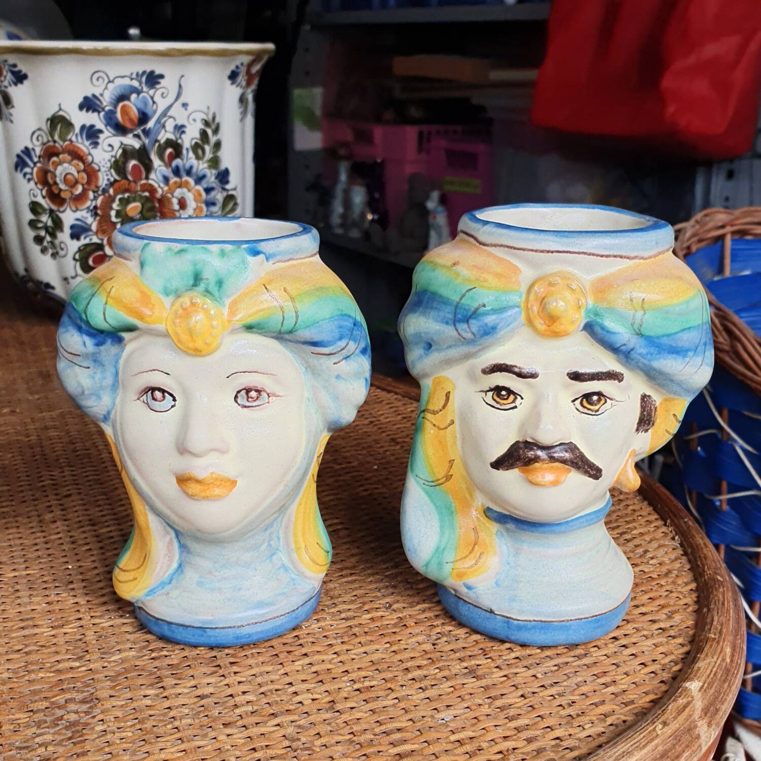 Pair of Moorish head vases