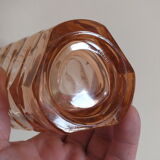 Vintage faceted pink glass vase