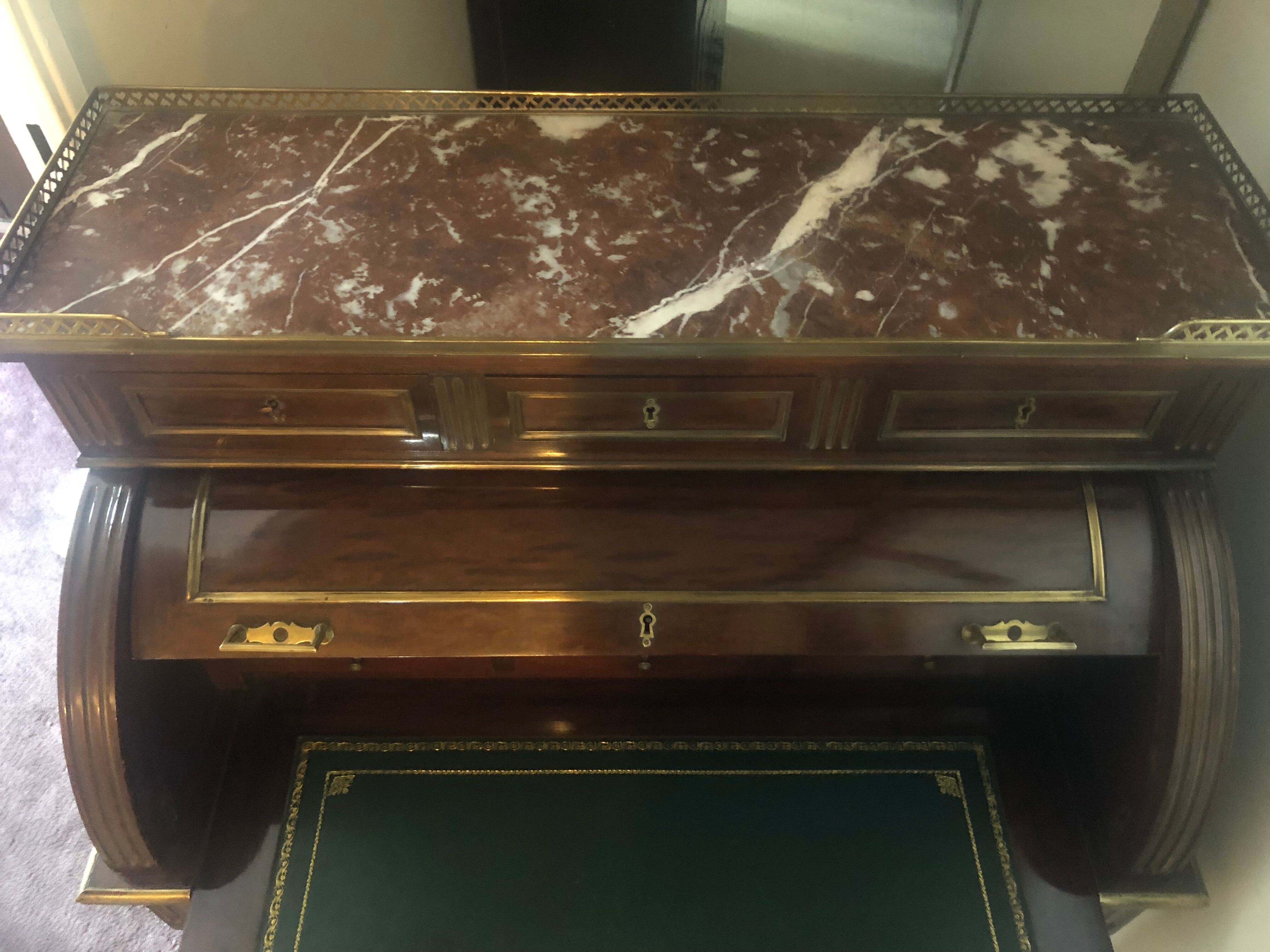 Mahogany plated cylinder desk