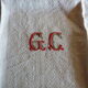 Old tablecloth 1920/1930 linen beige diamonds and red and green stripes + towels