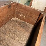 Large antique oak chest with turned legs