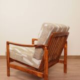 Vintage armchair in safari beige, 1965 mid-century modern design.