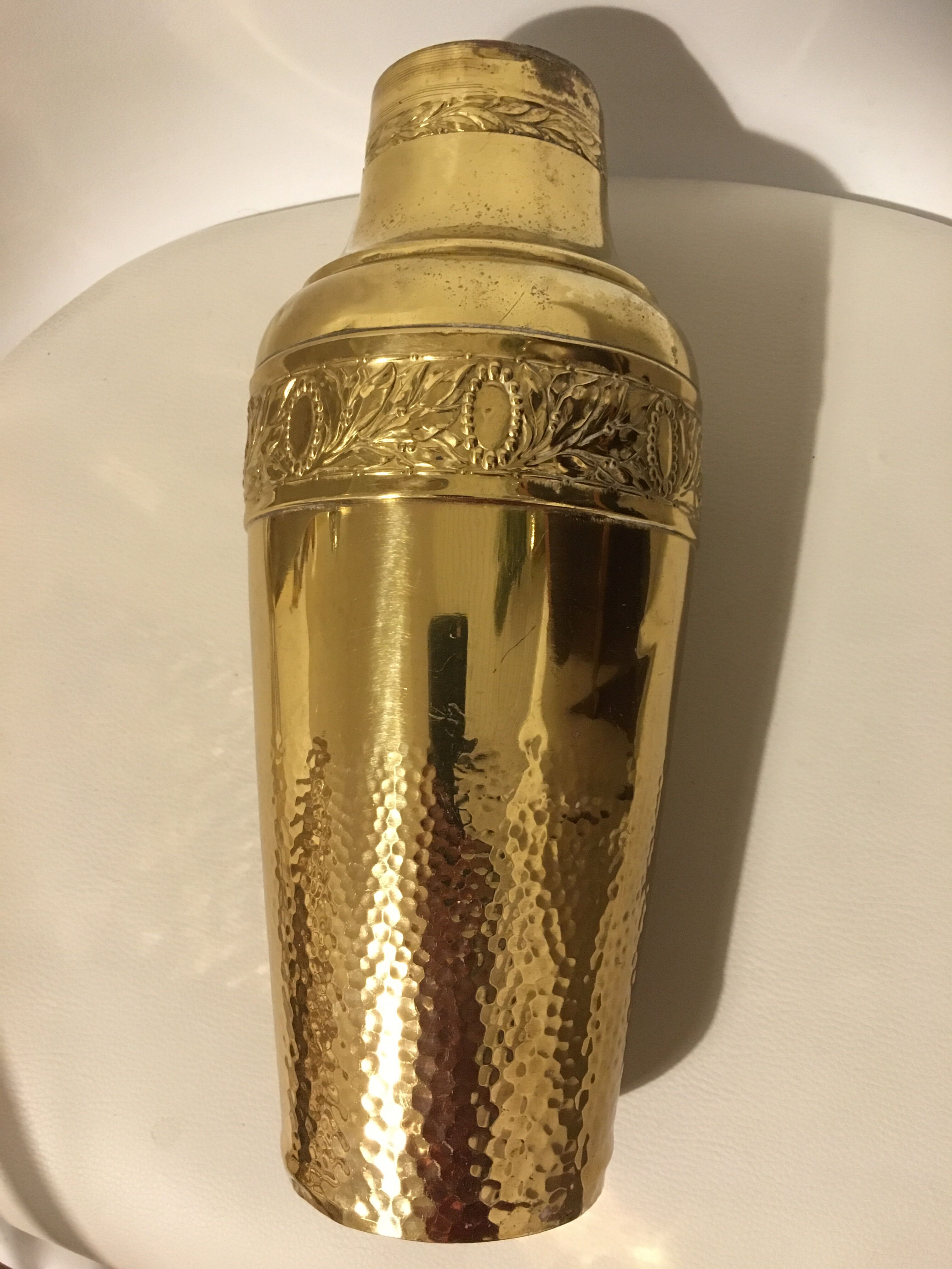 Yellow copper vase signed gbn art deco