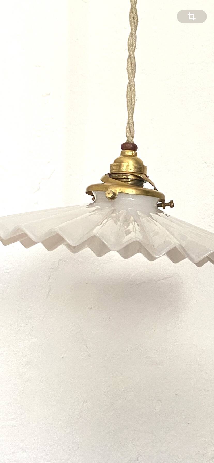 Pleated opaline portable lamp, 2 M fabric cable