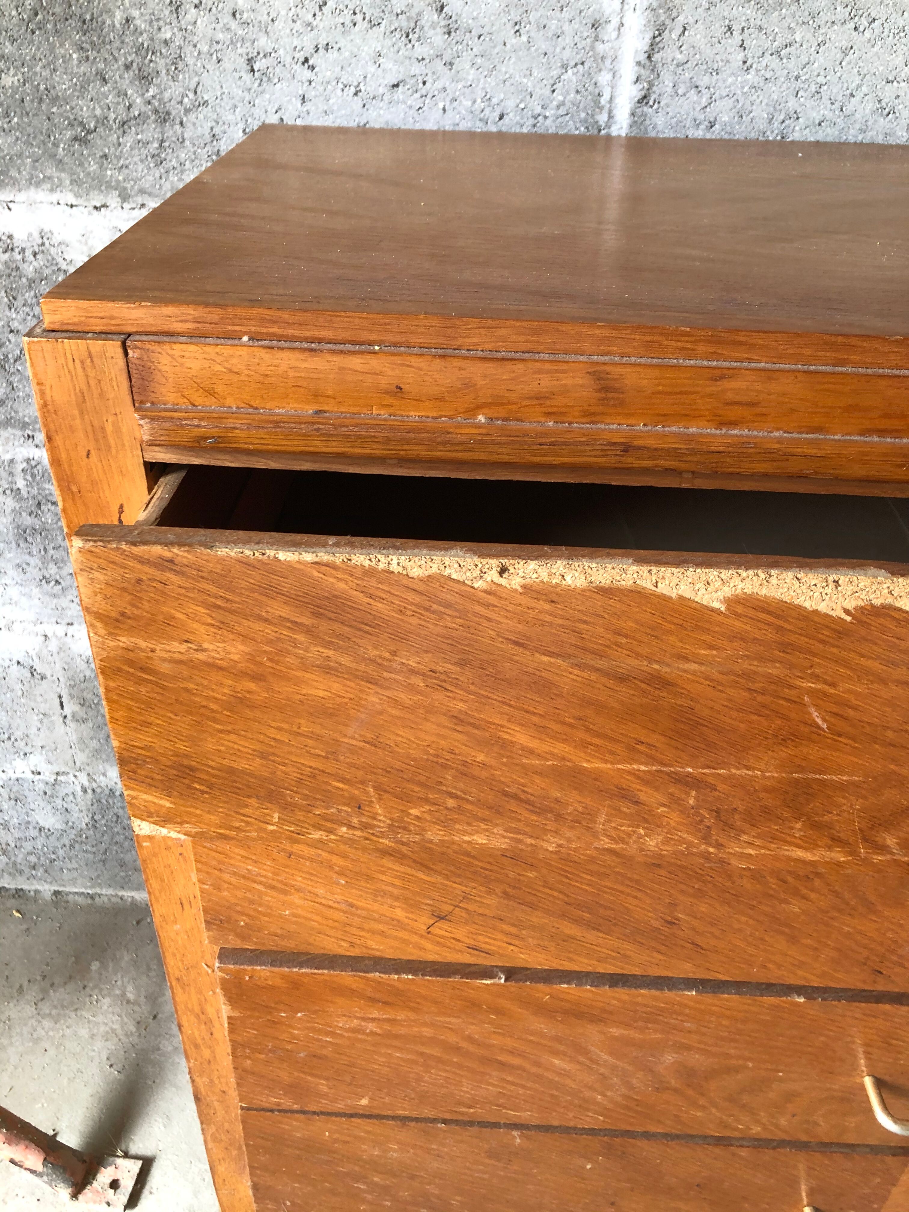 Vintage chest of drawers light oak compass feet