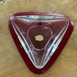 Crystal trinket bowl Val Saint Lambert and leather