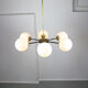 Mid-century sputnik brass and opaline glass chandelier