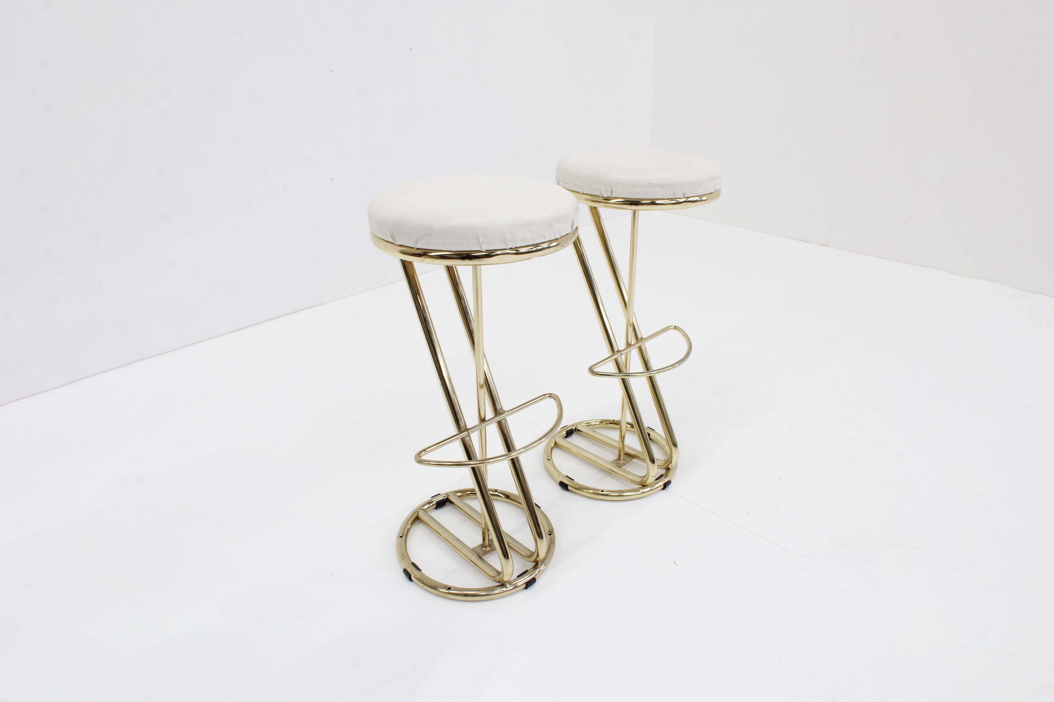 Tabourets de bar italiens vintage en laiton, lot de 2