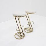 Tabourets de bar italiens vintage en laiton, lot de 2