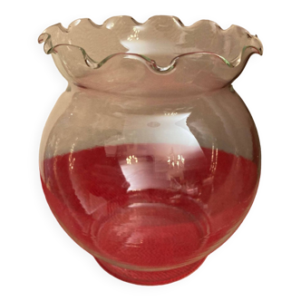 Vase boule en verre avec bordure dentelée